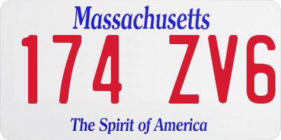 MA license plate 174ZV6