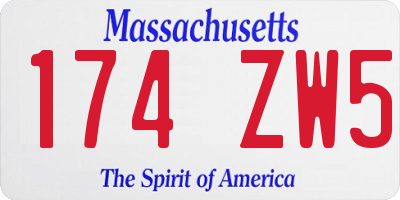 MA license plate 174ZW5