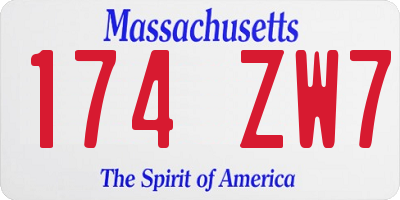 MA license plate 174ZW7