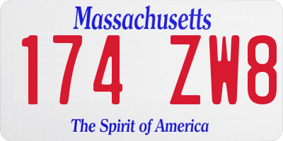 MA license plate 174ZW8