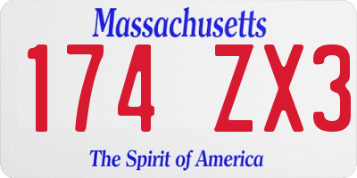 MA license plate 174ZX3