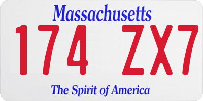 MA license plate 174ZX7
