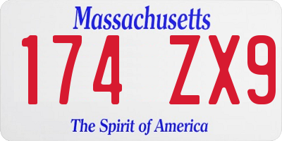 MA license plate 174ZX9