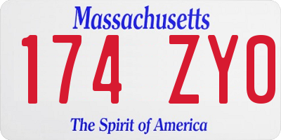 MA license plate 174ZY0