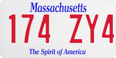MA license plate 174ZY4