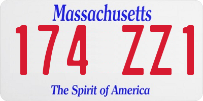 MA license plate 174ZZ1