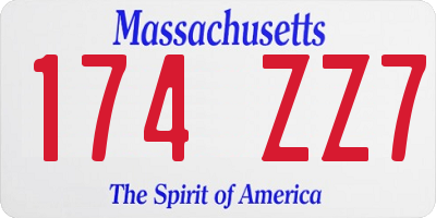 MA license plate 174ZZ7