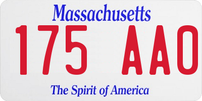 MA license plate 175AA0