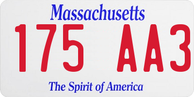 MA license plate 175AA3
