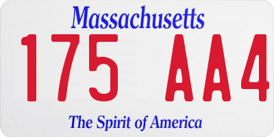 MA license plate 175AA4
