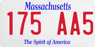 MA license plate 175AA5