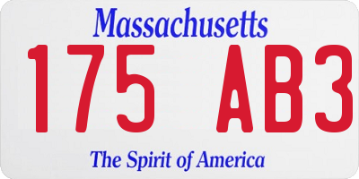MA license plate 175AB3