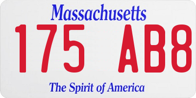 MA license plate 175AB8