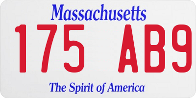 MA license plate 175AB9