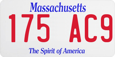MA license plate 175AC9