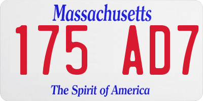 MA license plate 175AD7
