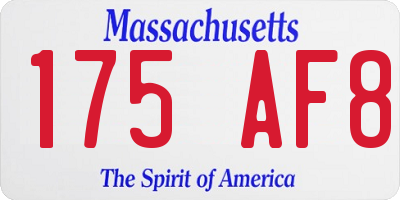 MA license plate 175AF8