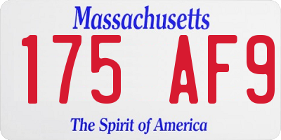 MA license plate 175AF9