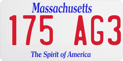 MA license plate 175AG3
