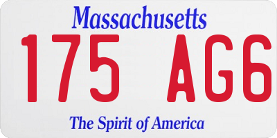 MA license plate 175AG6