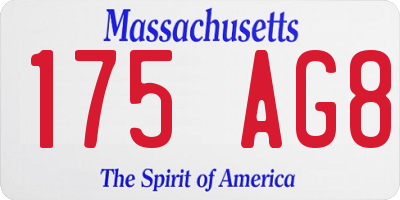 MA license plate 175AG8