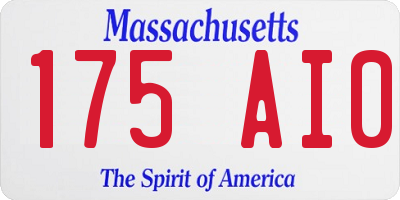 MA license plate 175AI0