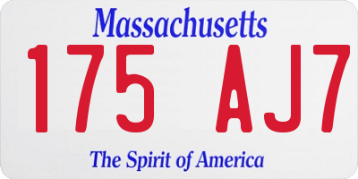 MA license plate 175AJ7