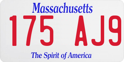 MA license plate 175AJ9