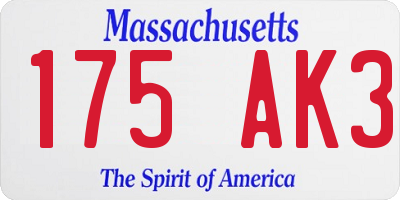 MA license plate 175AK3