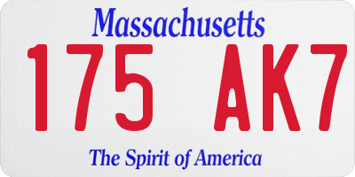 MA license plate 175AK7