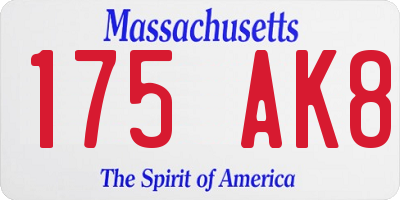 MA license plate 175AK8