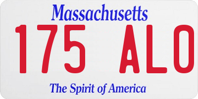 MA license plate 175AL0