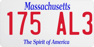 MA license plate 175AL3