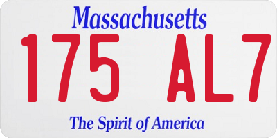 MA license plate 175AL7