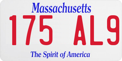 MA license plate 175AL9