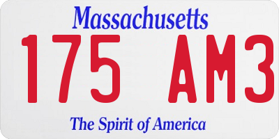 MA license plate 175AM3