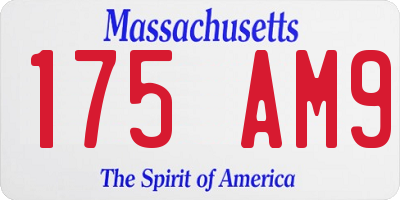 MA license plate 175AM9