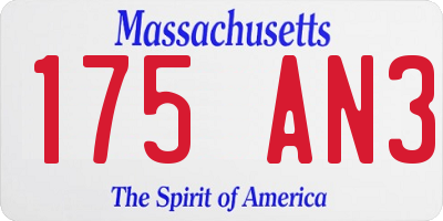 MA license plate 175AN3