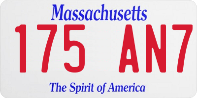 MA license plate 175AN7