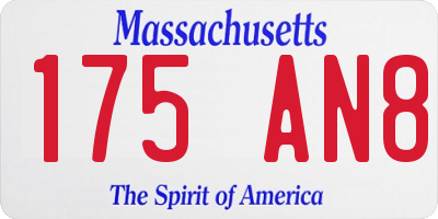 MA license plate 175AN8