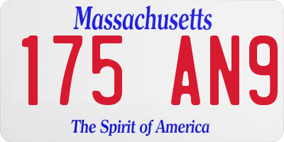 MA license plate 175AN9