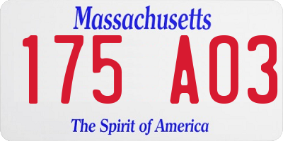 MA license plate 175AO3