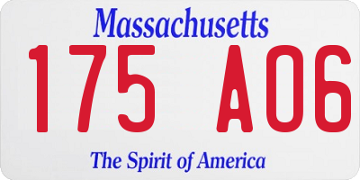 MA license plate 175AO6