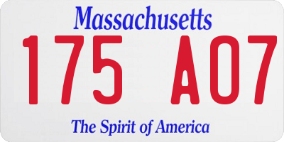 MA license plate 175AO7