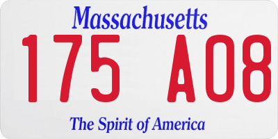 MA license plate 175AO8