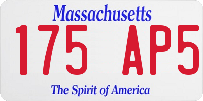 MA license plate 175AP5