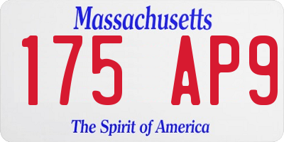 MA license plate 175AP9