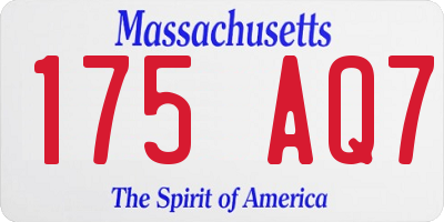 MA license plate 175AQ7