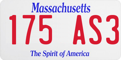 MA license plate 175AS3