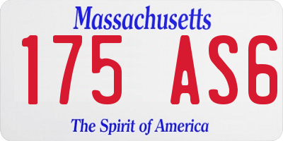 MA license plate 175AS6
